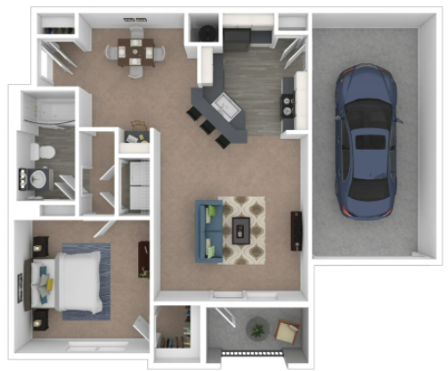 Rendering of A2 with attached garage floor plan