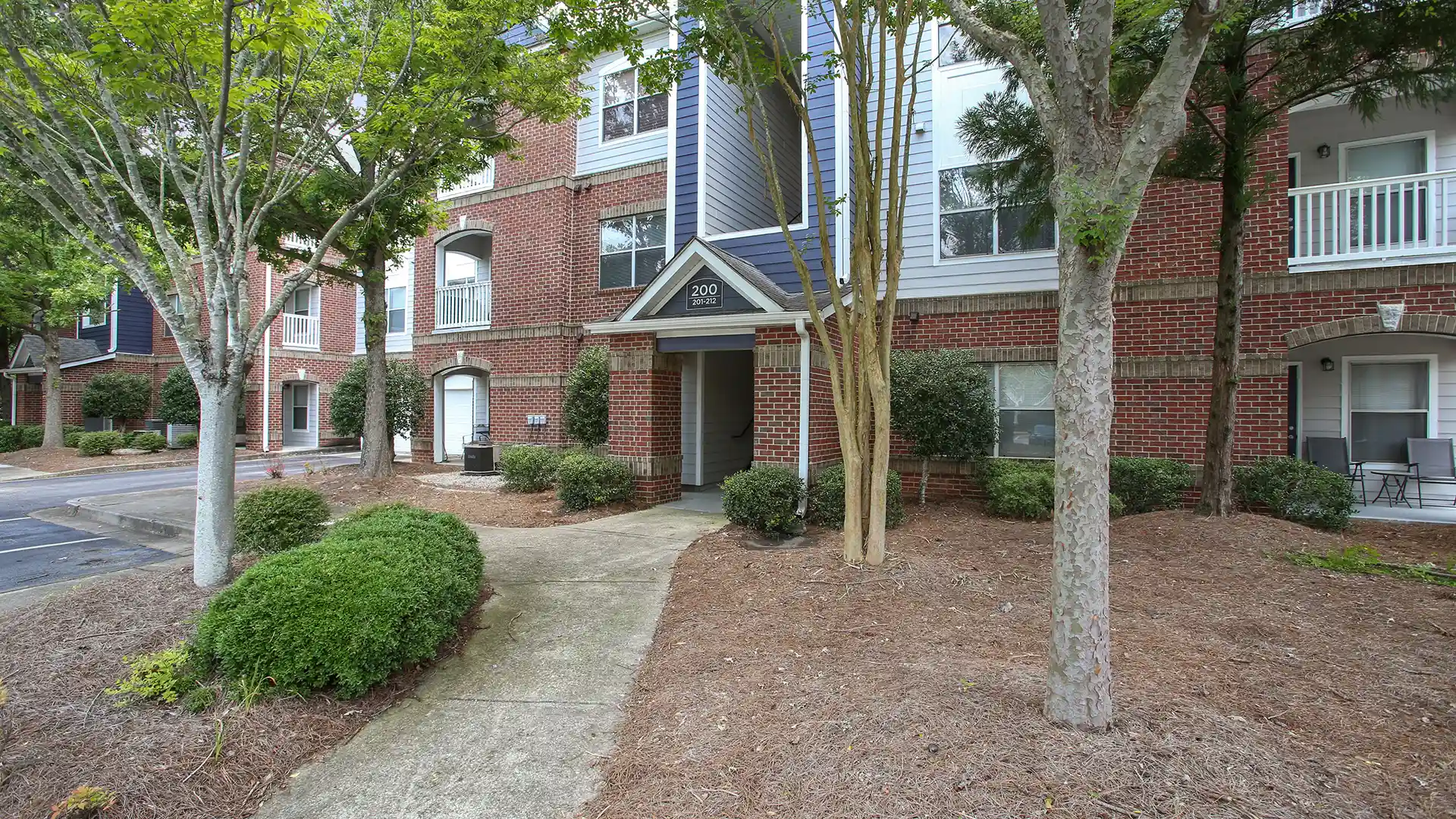Exterior of building 200, covered walkways