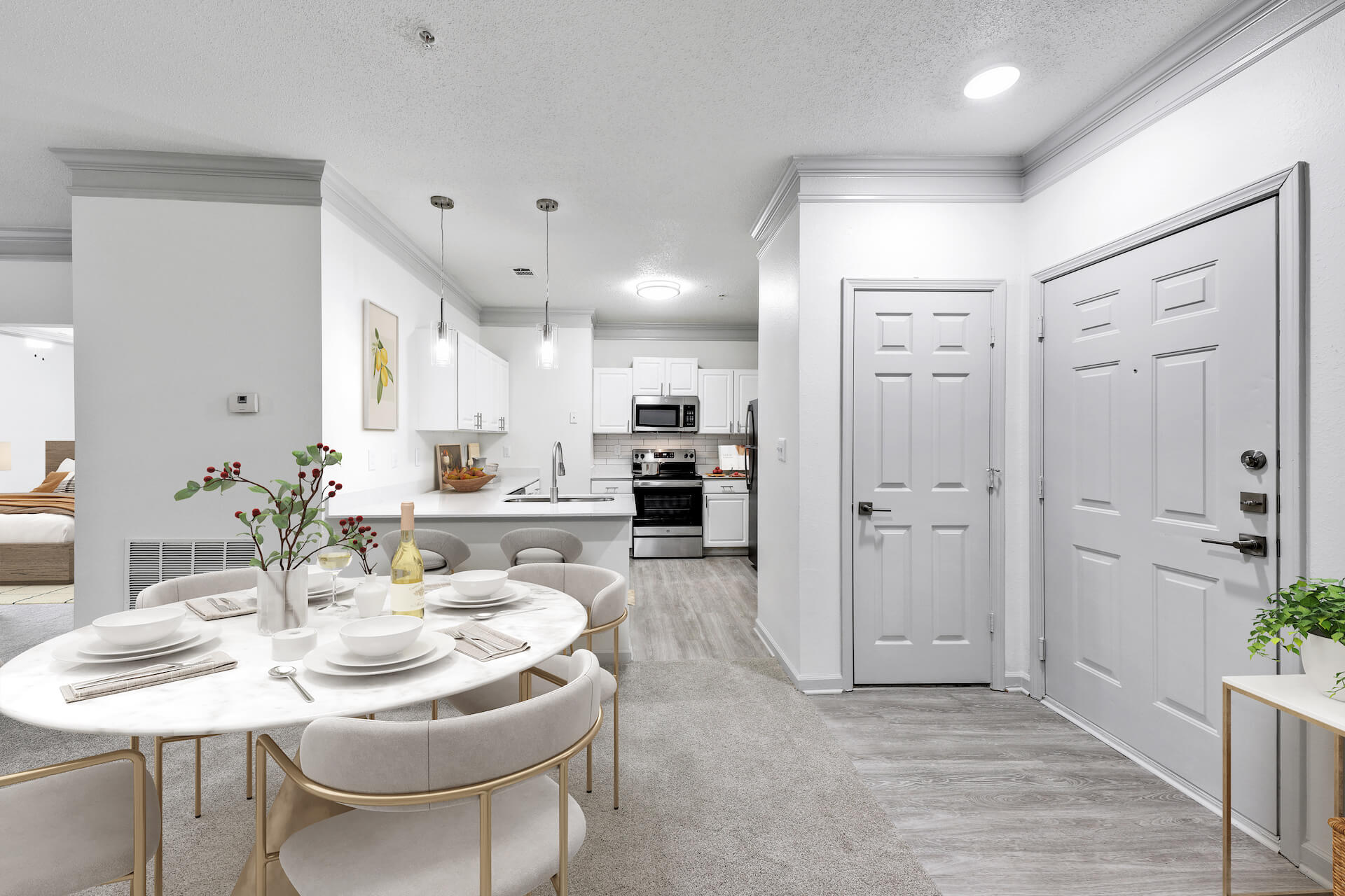 Open kitchen and dining room