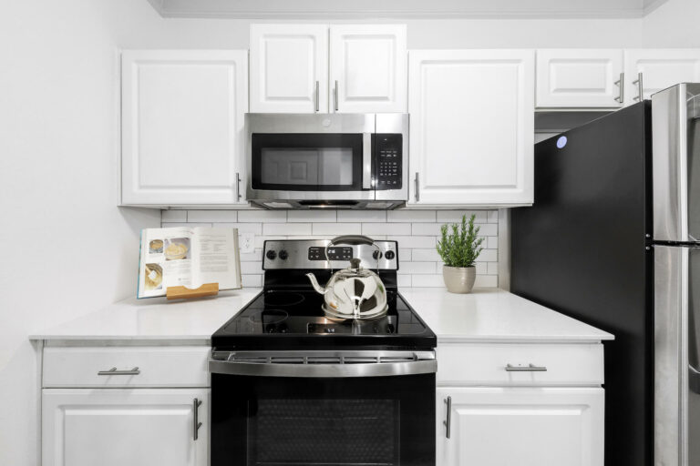 Kitchen with stainless steel appliances