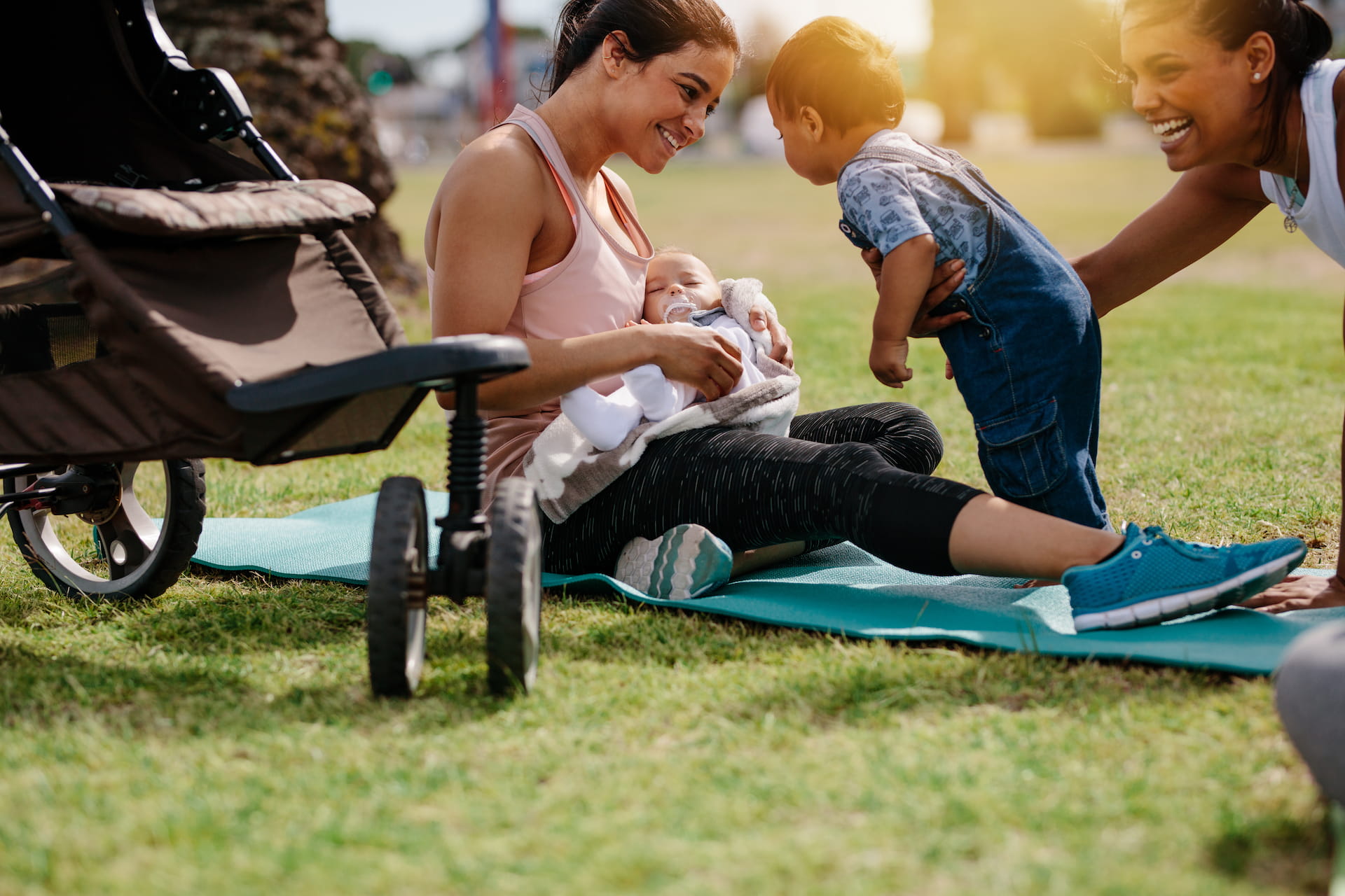 Women with children at a park